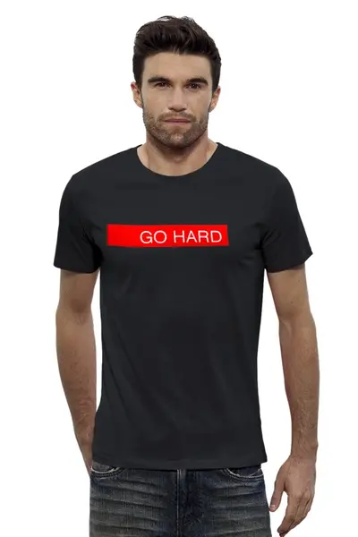 Заказать мужскую футболку в Москве. Футболка базовая GO HARD МАЙКА от konstantin_gohard - готовые дизайны и нанесение принтов.