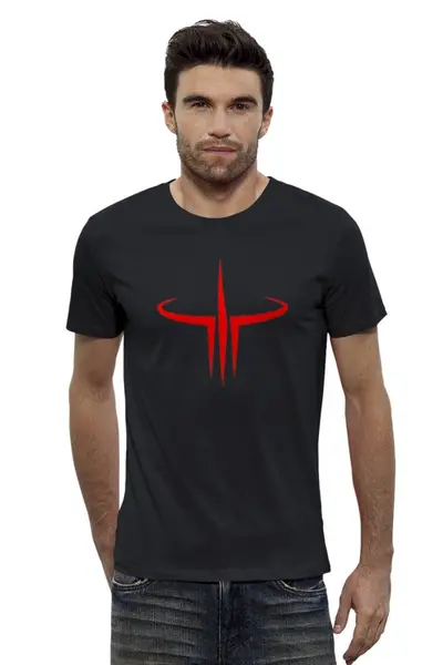 Заказать мужскую футболку в Москве. Футболка базовая Quake III от kokainum - готовые дизайны и нанесение принтов.