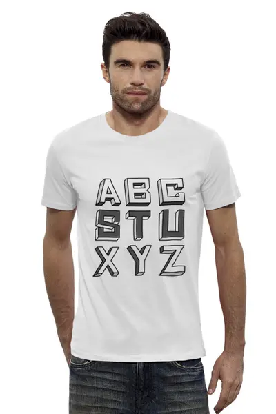 Заказать мужскую футболку в Москве. Футболка базовая Алфавит от NIKITA RYAZANTCEV - готовые дизайны и нанесение принтов.