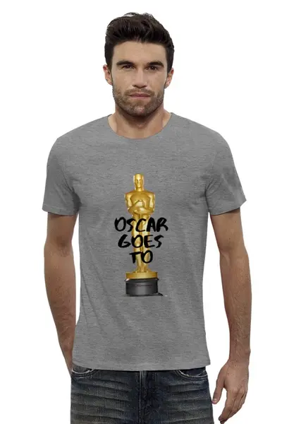 Заказать мужскую футболку в Москве. Футболка базовая oscar goes to by KKARAVAEV от Design Ministry - готовые дизайны и нанесение принтов.