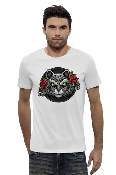 Заказать мужскую футболку в Москве. Футболка базовая ☘Cat&Roses☘ от balden - готовые дизайны и нанесение принтов.