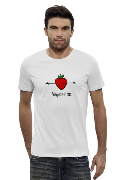 Заказать мужскую футболку в Москве. Футболка базовая Vegeterian от catification - готовые дизайны и нанесение принтов.