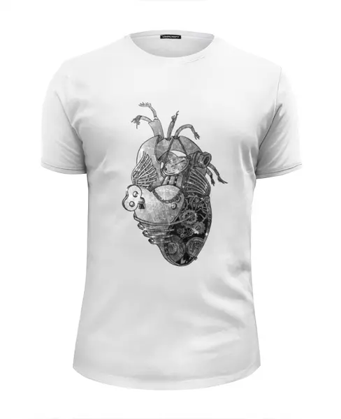 Заказать мужскую футболку в Москве. Футболка базовая Стимпанк сердце от postboxls@mail.ru - готовые дизайны и нанесение принтов.
