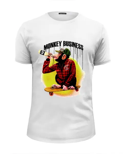 Заказать мужскую футболку в Москве. Футболка базовая Monkey (Обезьяна) от Мария Борисенкова - готовые дизайны и нанесение принтов.