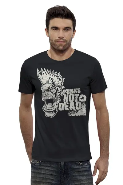 Заказать мужскую футболку в Москве. Футболка базовая Punks Not Dead от Leichenwagen - готовые дизайны и нанесение принтов.