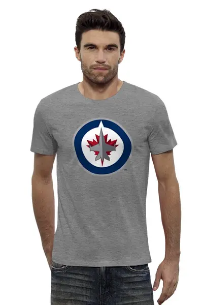 Заказать мужскую футболку в Москве. Футболка базовая Winnipeg Jets / NHL Canada от KinoArt - готовые дизайны и нанесение принтов.