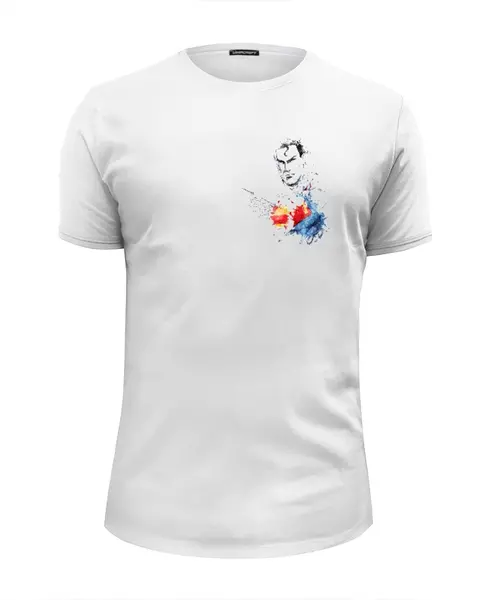 Заказать мужскую футболку в Москве. Футболка базовая футболка с супер мэном от maria_mashina - готовые дизайны и нанесение принтов.