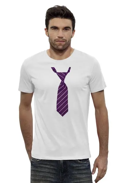 Заказать мужскую футболку в Москве. Футболка базовая С галстуком от jane_97 - готовые дизайны и нанесение принтов.