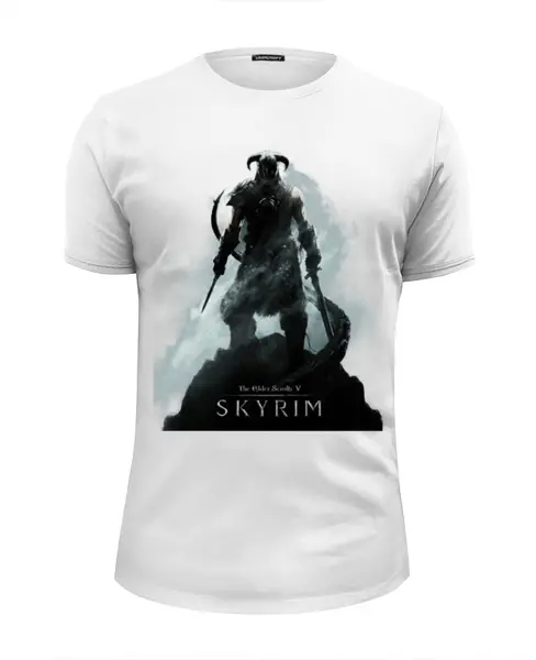 Заказать мужскую футболку в Москве. Футболка базовая The Elder Scrolls V: Skyrim от amnesia - готовые дизайны и нанесение принтов.