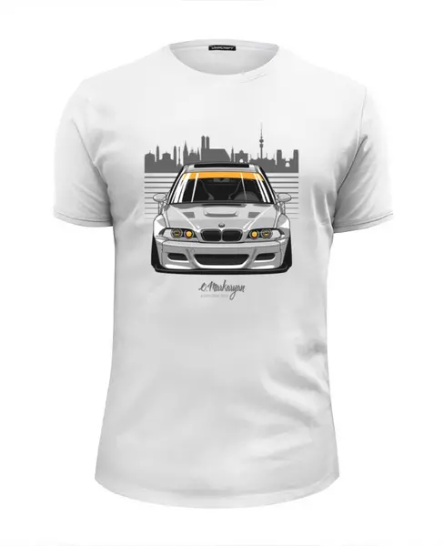 Заказать мужскую футболку в Москве. Футболка базовая BMW E46 M3 от Oleg Markaryan - готовые дизайны и нанесение принтов.