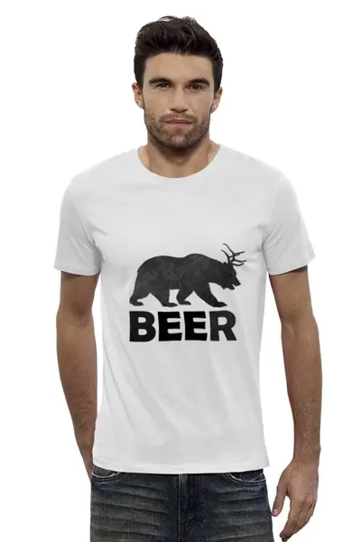Заказать мужскую футболку в Москве. Футболка базовая Beer (bear) от Ксения Золотухина - готовые дизайны и нанесение принтов.
