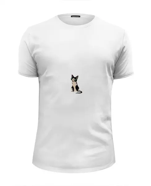 Заказать мужскую футболку в Москве. Футболка базовая Карманный котик от Hop Shop - готовые дизайны и нанесение принтов.
