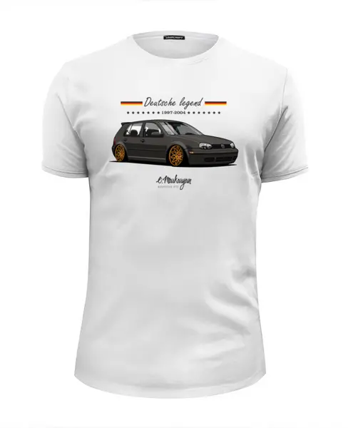 Заказать мужскую футболку в Москве. Футболка базовая VW Golf IV от Oleg Markaryan - готовые дизайны и нанесение принтов.