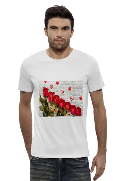 Заказать мужскую футболку в Москве. Футболка базовая Цветы Розы от Тима Старк - готовые дизайны и нанесение принтов.