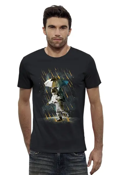 Заказать мужскую футболку в Москве. Футболка базовая Метеоритный дождь от printik - готовые дизайны и нанесение принтов.
