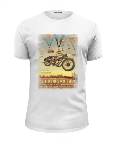 Заказать мужскую футболку в Москве. Футболка базовая Vintage Motorcycle Show от lisalisa11@list.ru - готовые дизайны и нанесение принтов.