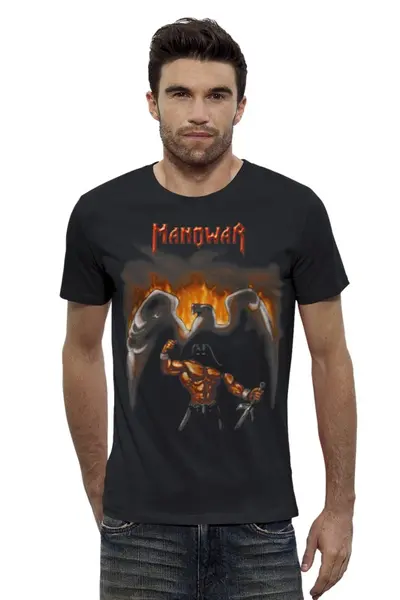 Заказать мужскую футболку в Москве. Футболка базовая Manowar Band от Leichenwagen - готовые дизайны и нанесение принтов.