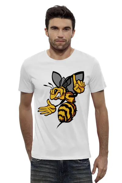 Заказать мужскую футболку в Москве. Футболка базовая Злая пчела от ПРИНТЫ ПЕЧАТЬ  - готовые дизайны и нанесение принтов.