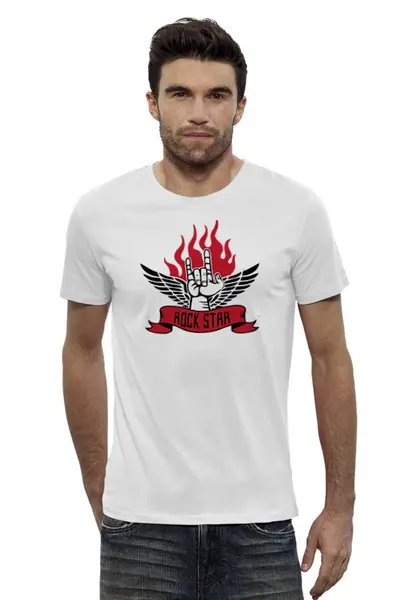 Заказать мужскую футболку в Москве. Футболка базовая Rock star (Рок звезда) от vip9r - готовые дизайны и нанесение принтов.