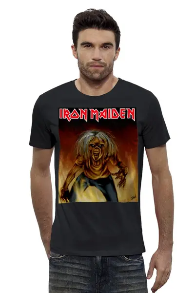 Заказать мужскую футболку в Москве. Футболка базовая Iron Maiden Band от Leichenwagen - готовые дизайны и нанесение принтов.