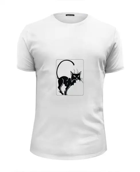 Заказать мужскую футболку в Москве. Футболка базовая Чёрный Кот от Виктор Гришин - готовые дизайны и нанесение принтов.