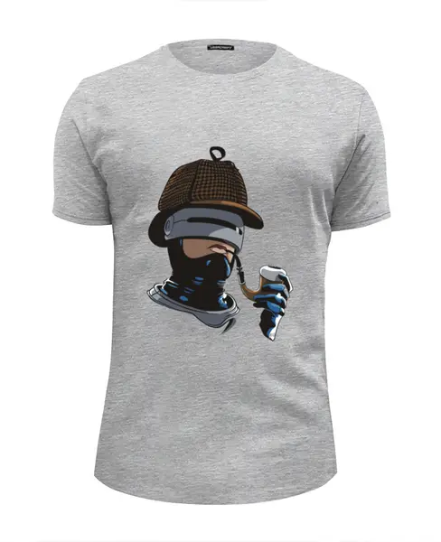 Заказать мужскую футболку в Москве. Футболка базовая Robo Holmes от skynatural - готовые дизайны и нанесение принтов.