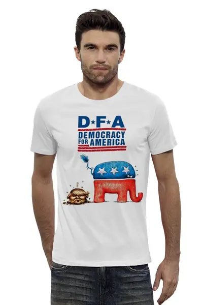 Заказать мужскую футболку в Москве. Футболка базовая Американская демократия от Leichenwagen - готовые дизайны и нанесение принтов.