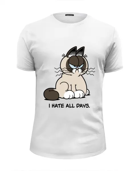 Заказать мужскую футболку в Москве. Футболка базовая Грустный Кот (Grumpy Cat) от originals - готовые дизайны и нанесение принтов.