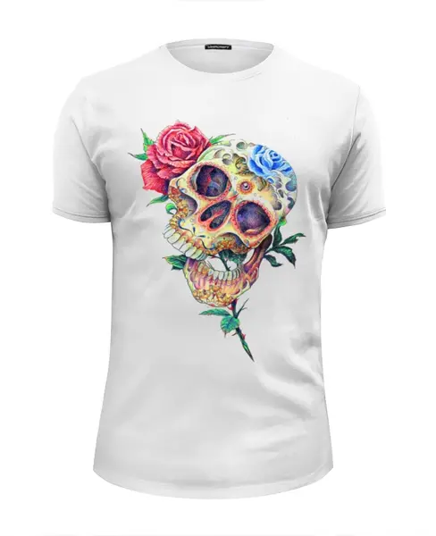 Заказать мужскую футболку в Москве. Футболка базовая Skull Art от Leichenwagen - готовые дизайны и нанесение принтов.