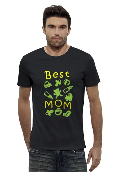 Заказать мужскую футболку в Москве. Футболка базовая Best Mom от litium - готовые дизайны и нанесение принтов.