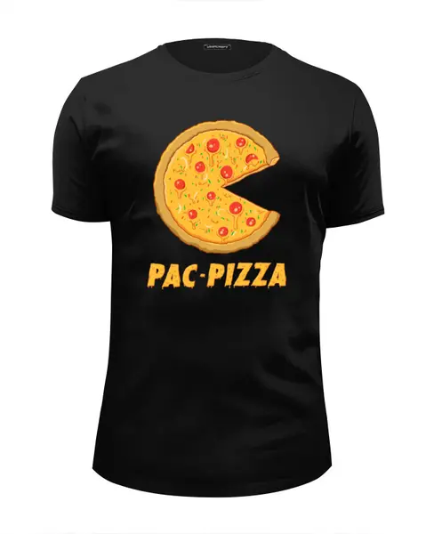 Заказать мужскую футболку в Москве. Футболка базовая Пак-Пицца от printik - готовые дизайны и нанесение принтов.