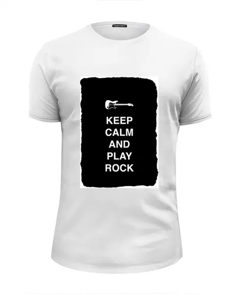 Заказать мужскую футболку в Москве. Футболка базовая Keep calm and play rock от zen4@bk.ru - готовые дизайны и нанесение принтов.