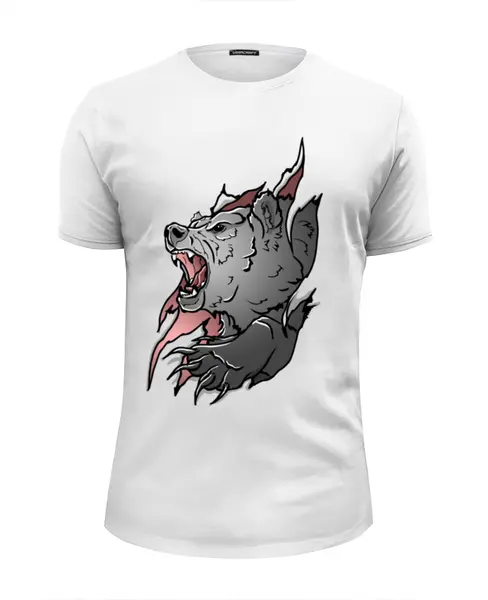 Заказать мужскую футболку в Москве. Футболка базовая медведь от krolya_spb@mail.ru - готовые дизайны и нанесение принтов.