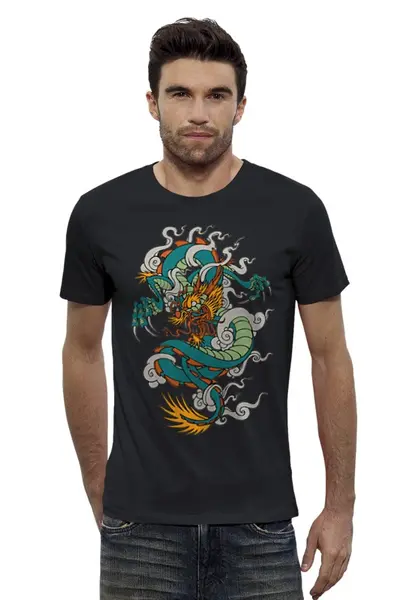 Заказать мужскую футболку в Москве. Футболка базовая Дракон / Dragon от galaxy secret - готовые дизайны и нанесение принтов.