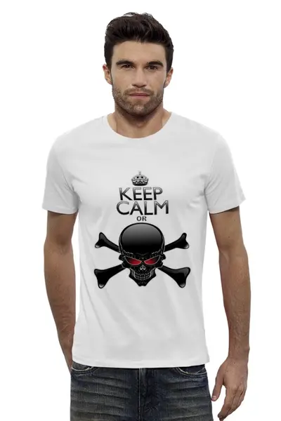 Заказать мужскую футболку в Москве. Футболка базовая Keep calm  от ПРИНТЫ ПЕЧАТЬ  - готовые дизайны и нанесение принтов.