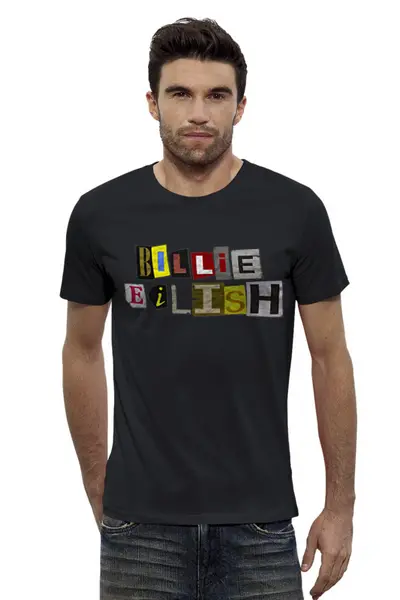 Заказать мужскую футболку в Москве. Футболка базовая Billie Eilish алфавит от Павел Павел - готовые дизайны и нанесение принтов.