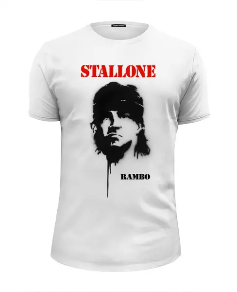 Заказать мужскую футболку в Москве. Футболка базовая Sylvester Stallone от Leichenwagen - готовые дизайны и нанесение принтов.