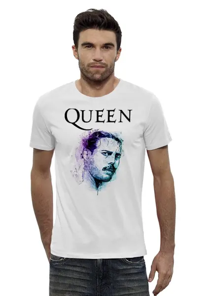 Заказать мужскую футболку в Москве. Футболка базовая Freddie Mercury - Queen от Leichenwagen - готовые дизайны и нанесение принтов.