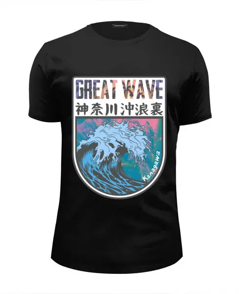 Заказать мужскую футболку в Москве. Футболка базовая Great Wave off Aesthetic от Павел Павел - готовые дизайны и нанесение принтов.