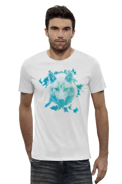 Заказать мужскую футболку в Москве. Футболка базовая Белый Волк от printik - готовые дизайны и нанесение принтов.