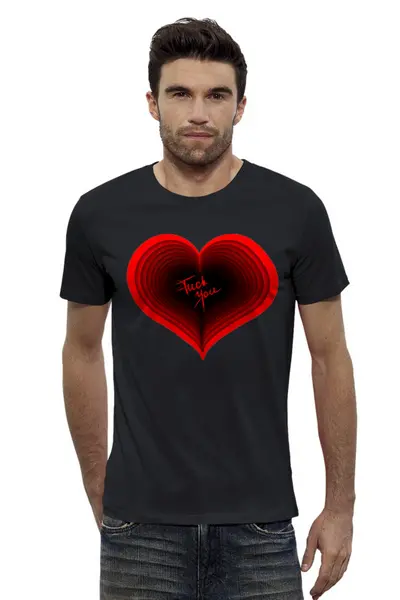 Заказать мужскую футболку в Москве. Футболка базовая Сердце "Fuck you" от notesinthemargin@yandex.ru - готовые дизайны и нанесение принтов.