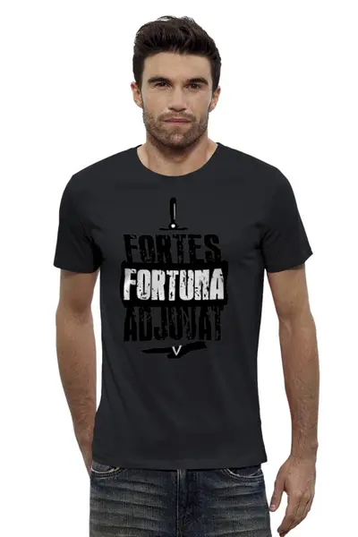 Заказать мужскую футболку в Москве. Футболка базовая FORTES FORTUNA ADJUVAT!!! от Алексс Неро - готовые дизайны и нанесение принтов.