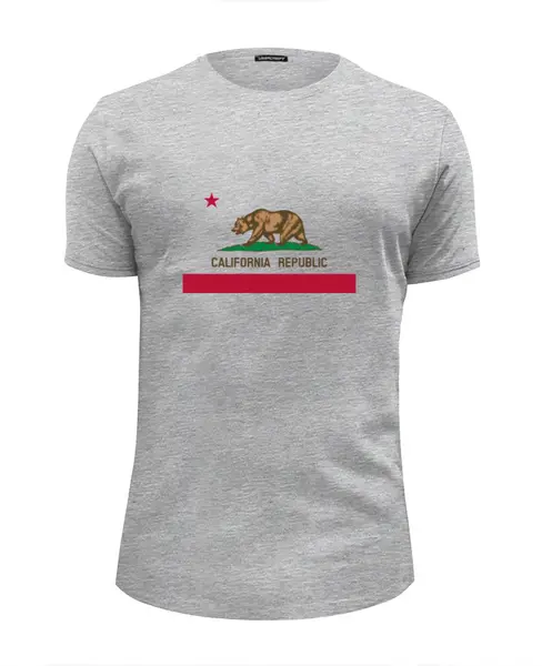 Заказать мужскую футболку в Москве. Футболка базовая Калифорния флаг от akimakimych - готовые дизайны и нанесение принтов.