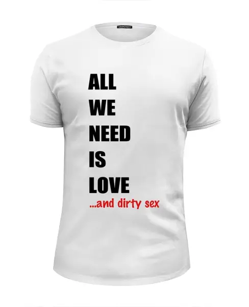 Заказать мужскую футболку в Москве. Футболка базовая ALL WE NEED IS LOVE м  от ТМ_Kiseleva_Svetlana - готовые дизайны и нанесение принтов.