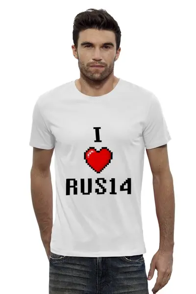 Заказать мужскую футболку в Москве. Футболка базовая I Love RUS14  от Руслан Римович - готовые дизайны и нанесение принтов.