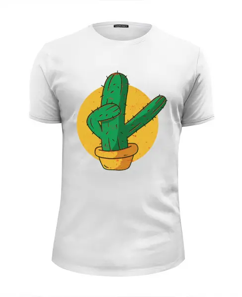 Заказать мужскую футболку в Москве. Футболка базовая Dabbing Cactus от Павел Павел - готовые дизайны и нанесение принтов.