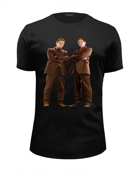 Заказать мужскую футболку в Москве. Футболка базовая Фред и Джордж от werewolfan - готовые дизайны и нанесение принтов.