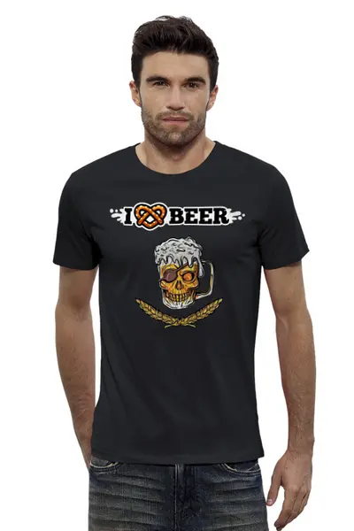 Заказать мужскую футболку в Москве. Футболка базовая Я люблю пиво от Leichenwagen - готовые дизайны и нанесение принтов.