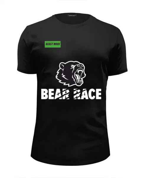 Заказать мужскую футболку в Москве. Футболка базовая Bear Race BEAST MODE от Bear Race - готовые дизайны и нанесение принтов.
