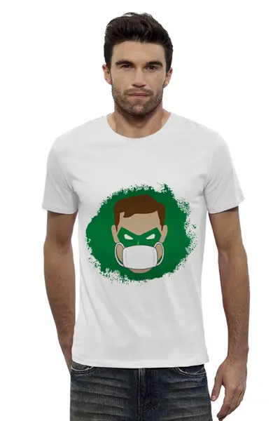 Заказать мужскую футболку в Москве. Футболка базовая Зеленый фонарь (Коллекция: Герои носят маски) от GeekFox  - готовые дизайны и нанесение принтов.